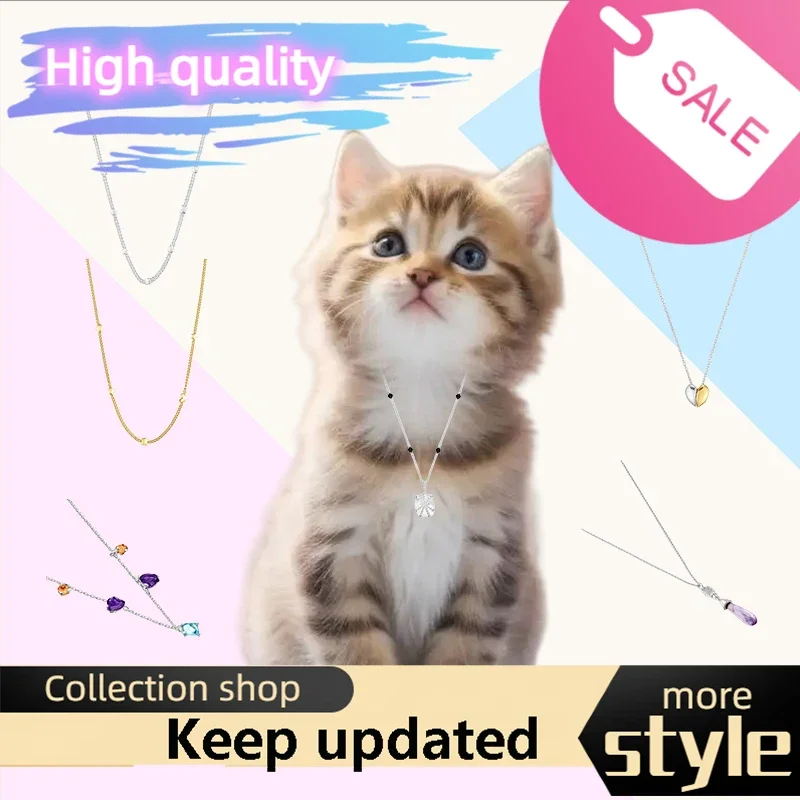 

Cat accessories Spanish original jewelry gold and silver heart-shaped necklace crystal pearl pendant romantic gift for girls