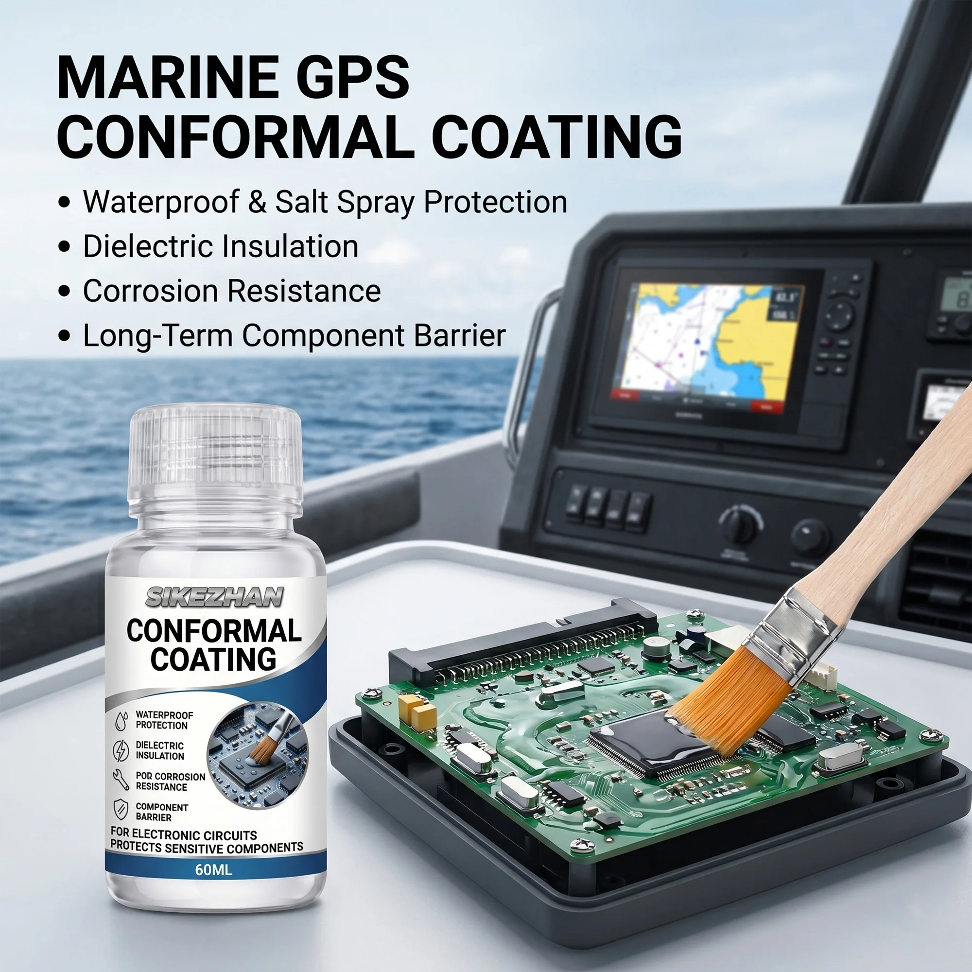 60ML Conformal Coating with Brush for Electronics Repair Marine GPS Circuit Boards Waterproof Anti Corrosion Sealant Varnish