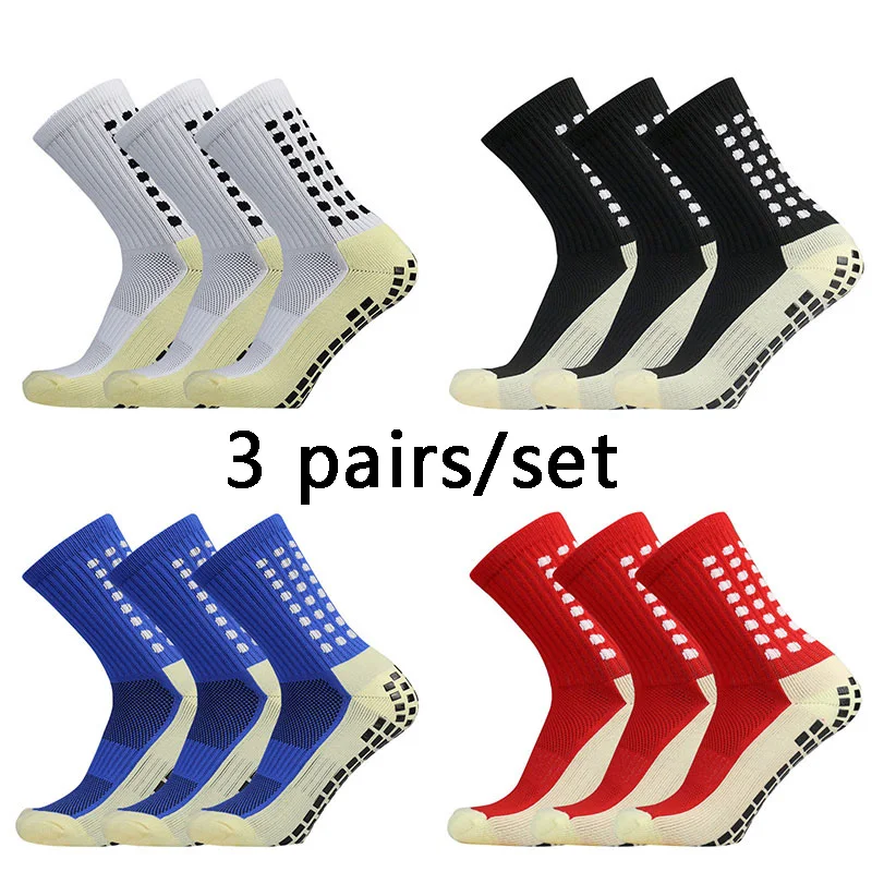 3 Pairs Of Football Socks Men And Women Sports Socks Non-slip Silicone Outdoor Soccer Socks Breathable Comfortable Tennis Socks