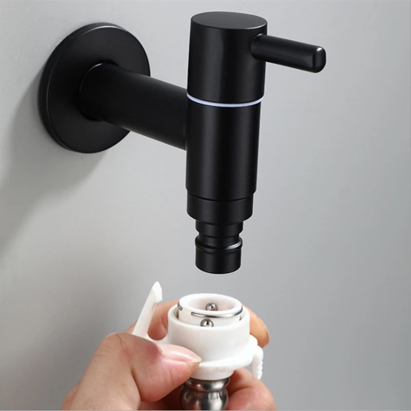 304 Stainless Steel Mate Black Color Finished Washing Machine Outdoor Garden Faucet Tap Water Bibcock