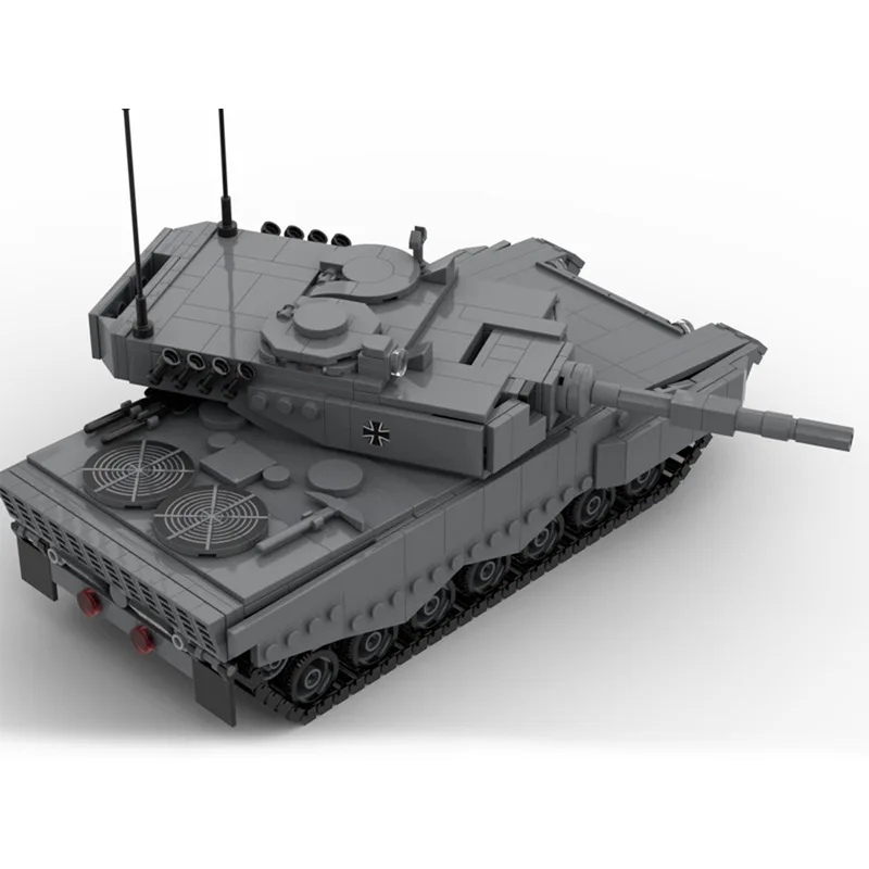 WW2 wojskowy Leopard 2A główny czołg bojowy DIY montaż cegieł opancerzony pojazd bojowy Model klocki edukacyjne zabawki prezenty