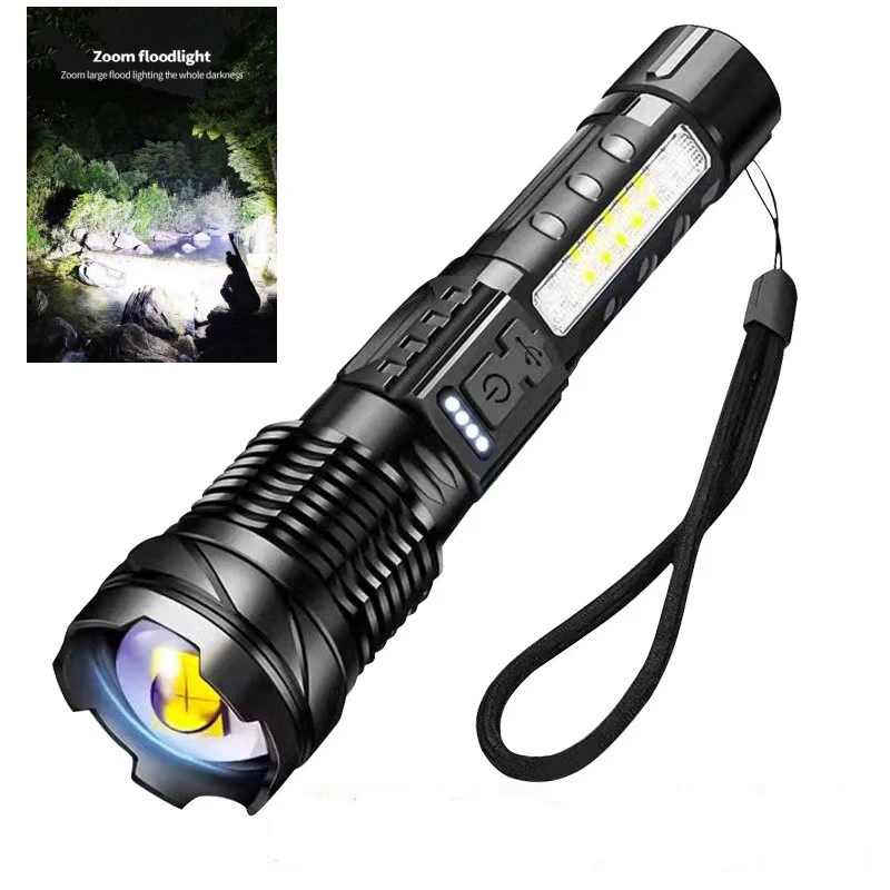 

USB emergency long-range illumination outdoor white laser type-c Rechargeable outdoor telescopic flashlight with strong light