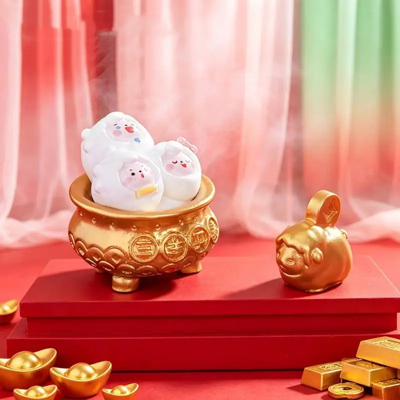 1/8Pcs Cute Lucky Sheep Mini Figurine 2027 New Year Fortune Lamb Ornament Car Dashboard Desktop Decor DIY Micro Landscape Gift
