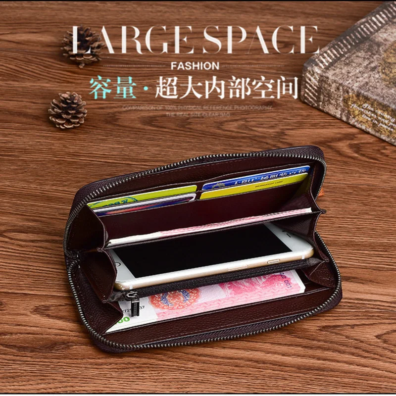 GAGACIA Vintage Embossed Long Wallets For Women Genuine Leather Purse Hand Painted High Quality Butterfly Wallet ID Card Holder