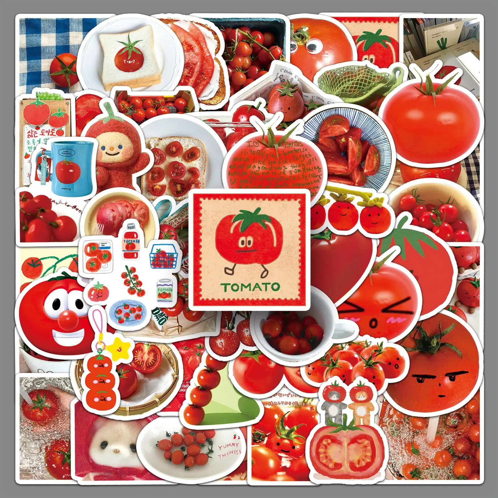 50 tomato Ins style stickers, cartoon Santa Maria personalized notebook fruit graffiti notebook decoration