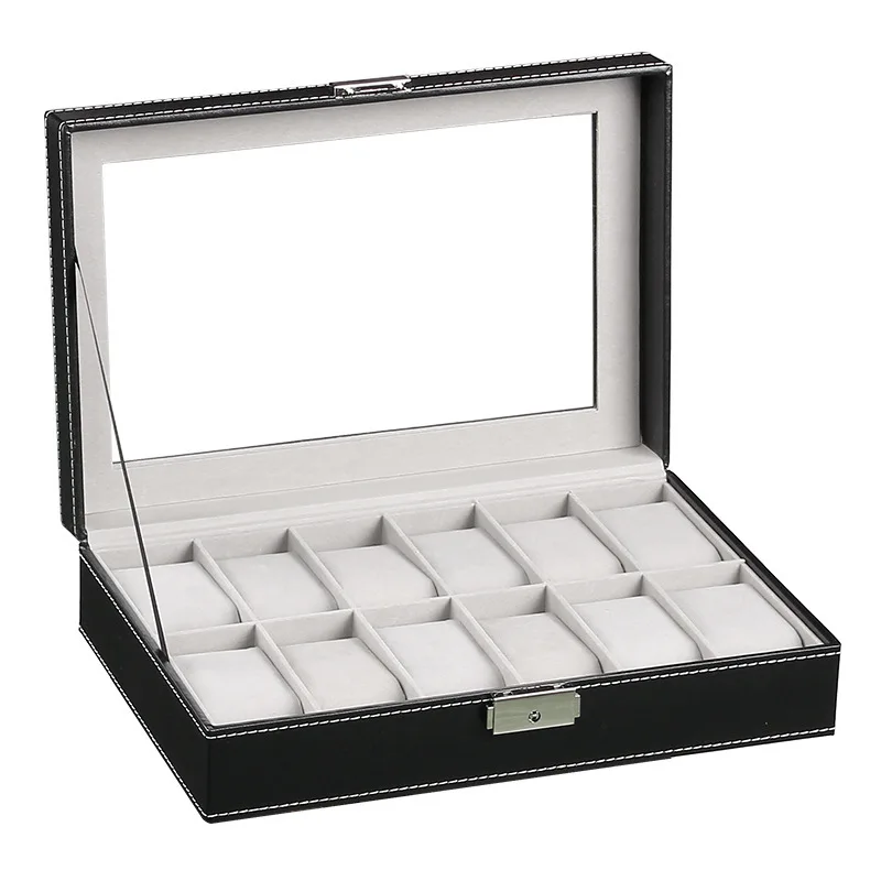 6/10/12 Slots Wrist Watch Box Watch Holder Storage Case Organizer PU Leather Watch Display Box regalos para hombre 30x20x8cm