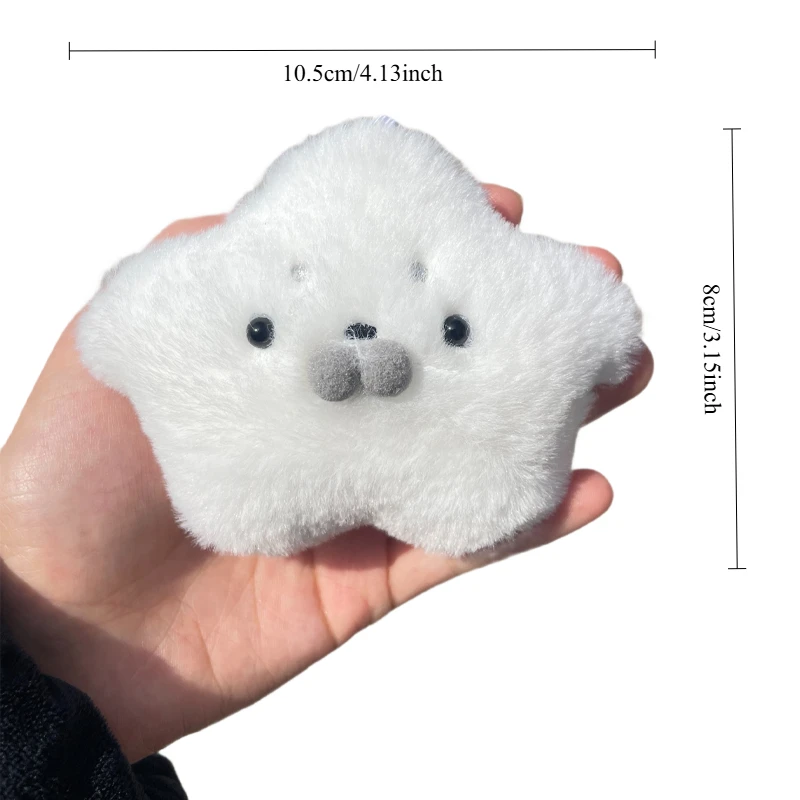 Soft Squeaking Seal Plush Keychain Ocean Animal Plushie Pendant Kawaii Fluffy Keyring Car Ornament Backpack Decor Christmas Gift