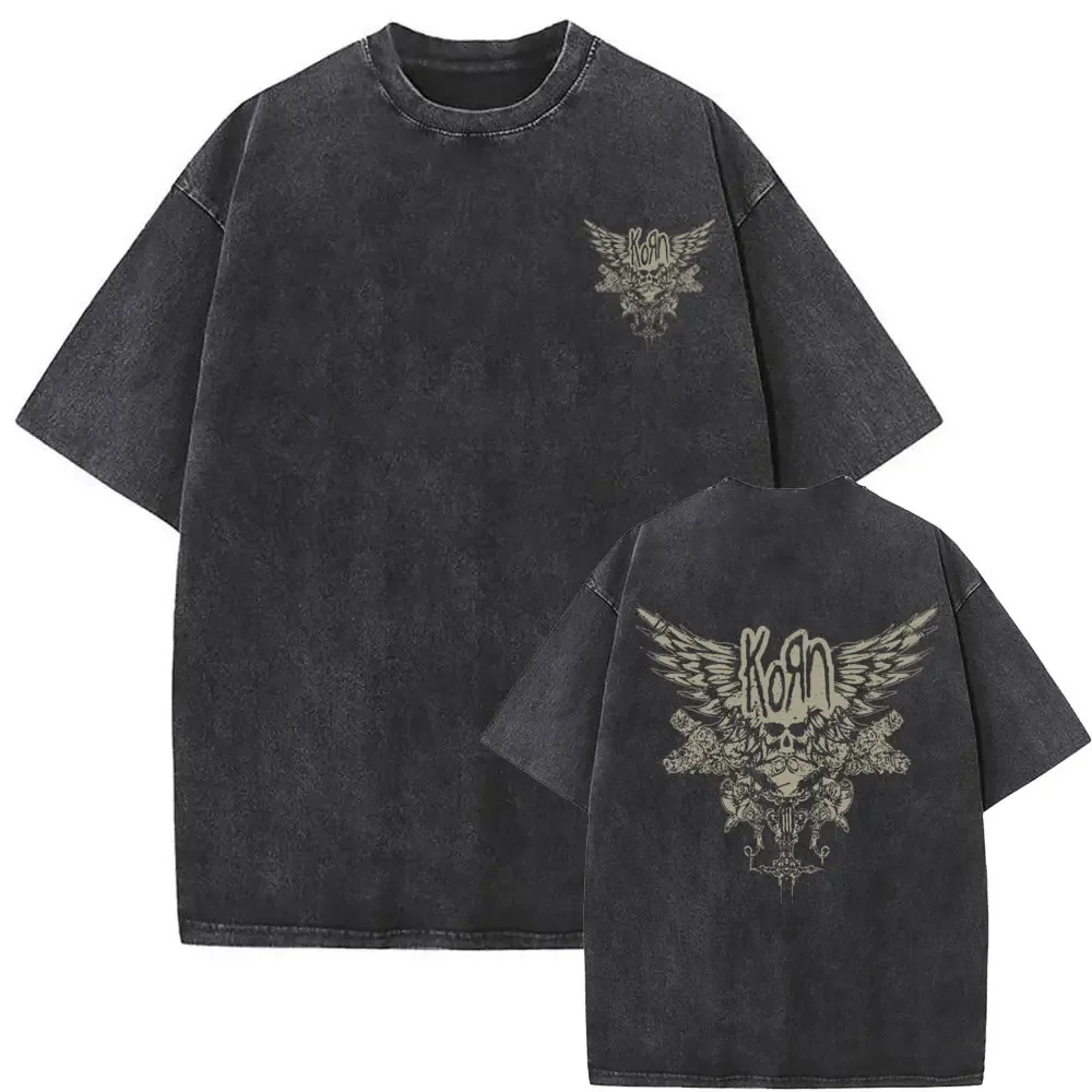 Rockband korn ftl 25 folgen dem Anführer doppelseitigen Druck T-Shirt Männer Gothic lässig übergroße T-Shirts Unisex gewaschen Vintage T-Shirt – Detail 9