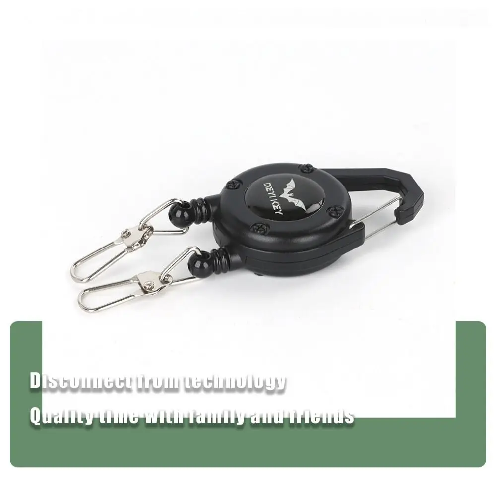 Portable Metal Badge Holder Double Head Retractable Reel Key Chains Heavy Duty Pull Carabiner Hiking