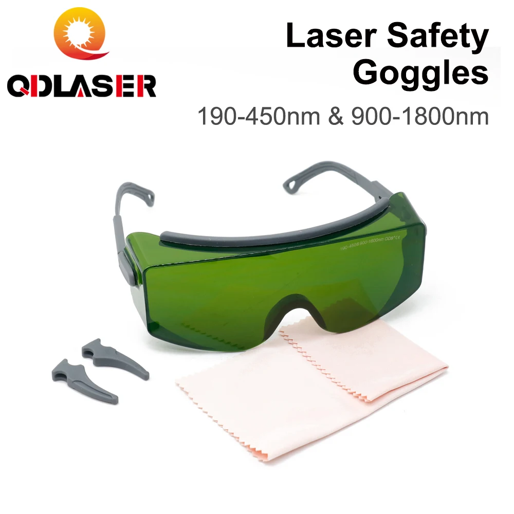 QDLASER แว่นตาป้องกันเลเซอร์แว่นตานิรภัย 190-450nm และ 900-1800nm OD8 + CE สําหรับไฟเบอร์เลเซอร์เครื่องหมายและตัด