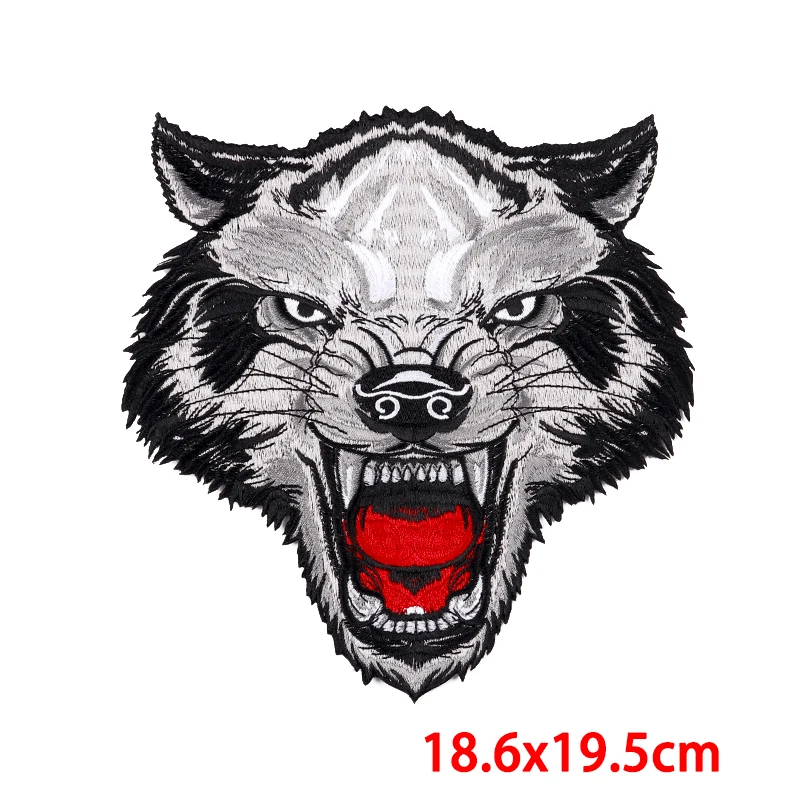 Punk Large Patch Tiger Embroidery Patches For Clothing Motorcycle Biker Iron On Patches On Clothes Jacket Back Sewing Patch DIY