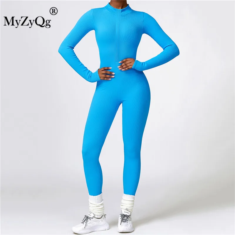 

MyZyQg Women Winter Tight Long Sleeve Yoga Jumpsuit Ballet Dance Aerial Zipper Abdominal High-intensity Sports Fitness Wear