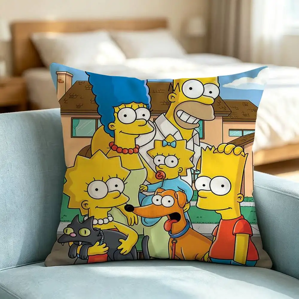 Cartoon-N The S-Simpsons Pillow Case Square Double-Sided Sofa Cushion Cover Bedroom Bedside Pillow Gift