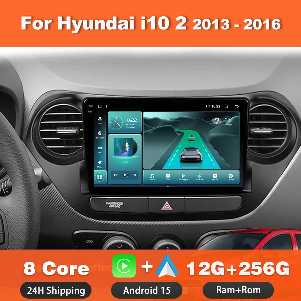 Android 15 для Hyundai i10 2 2013-2016 автомобильный радиоприемник мультимедийный плеер стерео навигация GPS Carplay экран 4G WIFI беспроводной