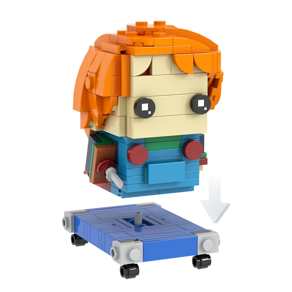 MOOXI MOC فيلم الرعب الكرتون الشكل Chucki شبح قتل نموذج 219 قطعة لتقوم بها بنفسك اللبنات Brickheadz اللعب هدايا الهالوين MOC7636