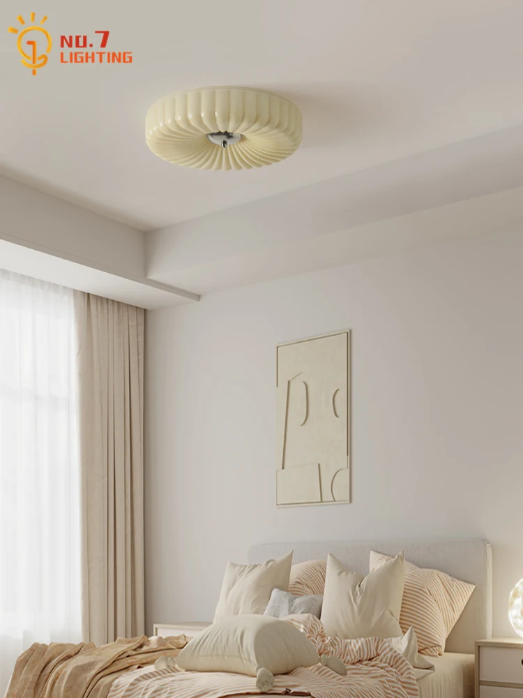 French Design Cream Wind Bauhaus Ceiling Light Medieval Vintage Glass Hanging Lamp Home Decor Bedroom Balcony Hall Cloakroom Bar