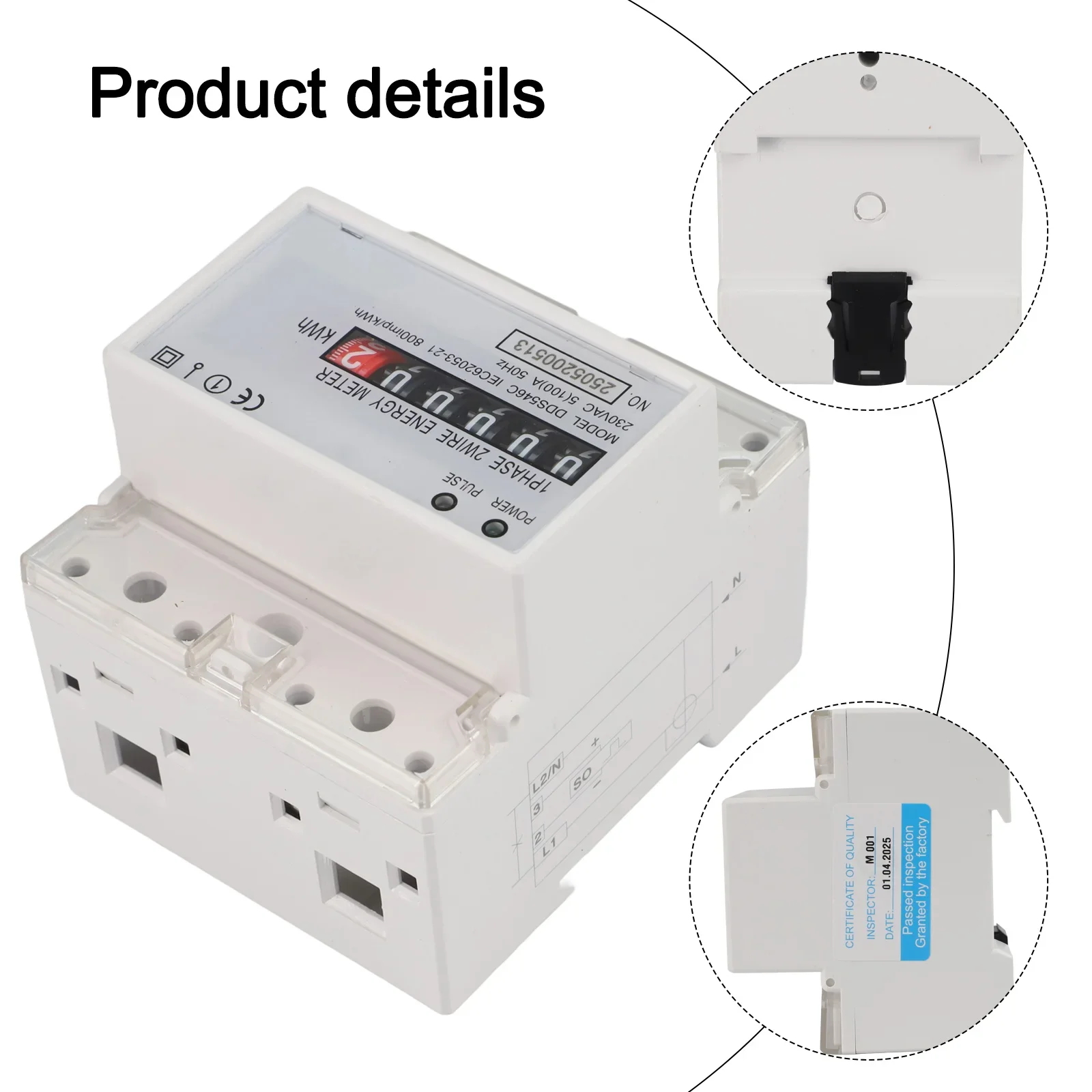 

Digital Wattmeter 230V 5(100)A Power Energy Meter Din Rail Voltage Current Meter For Home Improvement Accessory In Stock