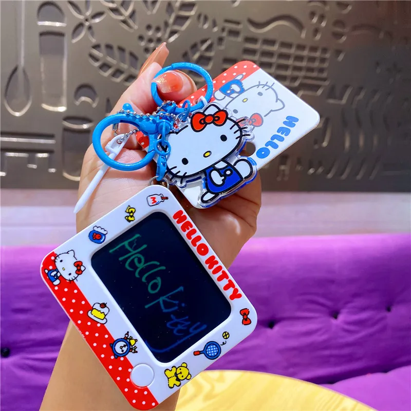 Hellokitty المفاتيح Kawaii Kt أحمر أزرق أبيض حقيبة كلاسيكية قلادة الكرتون نمط جديد فتاة المفاتيح هدية كيتي التلفزيون مطرز المفاتيح #6