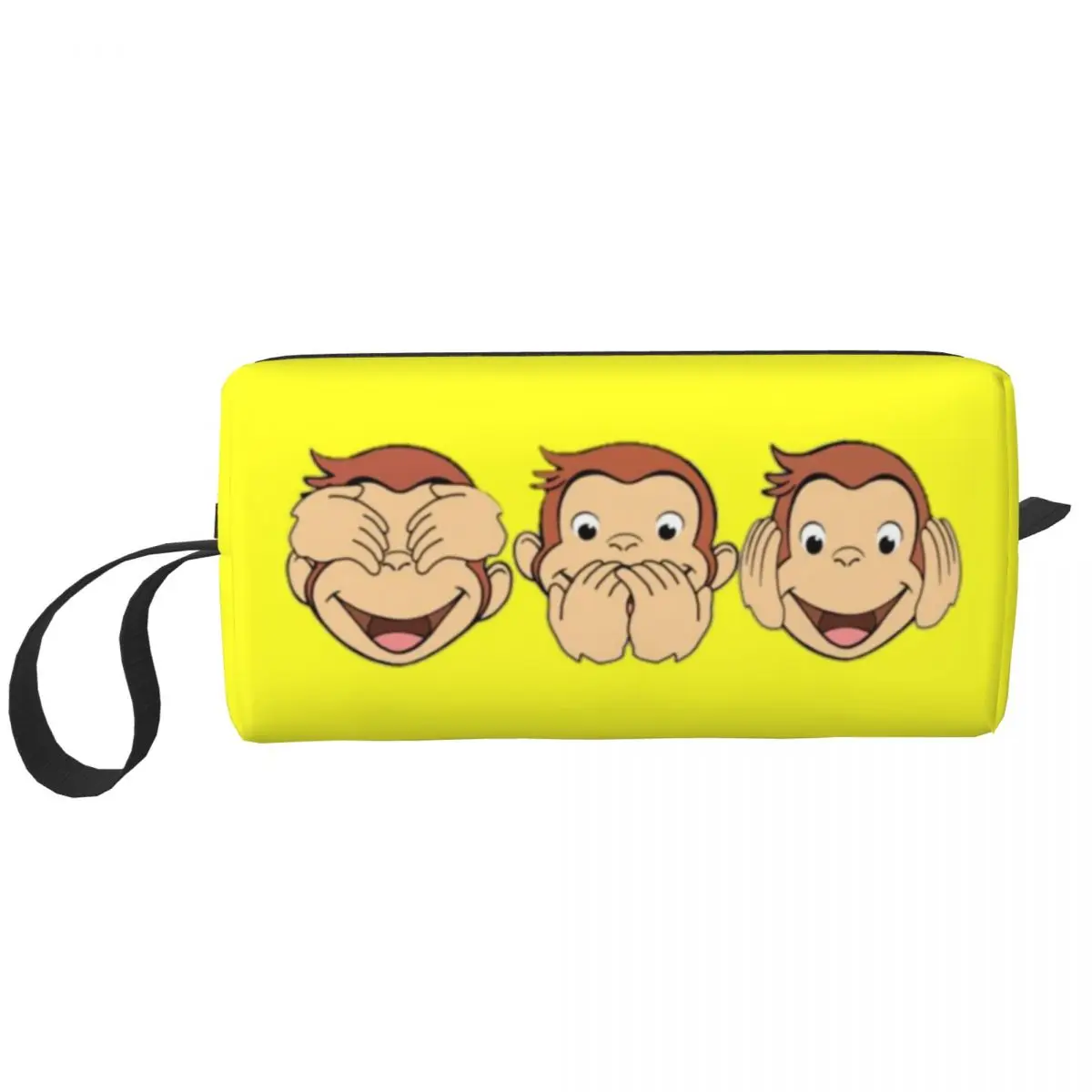 Funny Manga Makeup Bag Women Travel Cosmetic Organizer Cute Curious George Monkey Storage Toiletry Bags