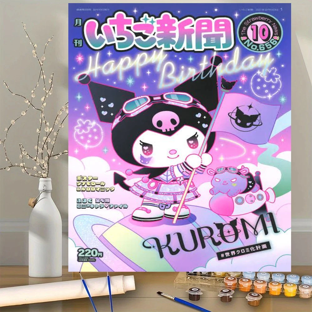 Acrylic Paint By Numbers Hello Kitty Painting By Numbers on Canvas Coloring By Number for Adults Paint Digital Art