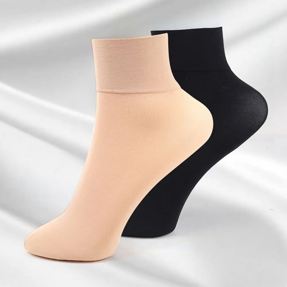 

5Pair Autumn Winter Warm Socks Nylon Ladies Girls Solid Color Wide Mouth Thick Silk Ankle Socks For Women Men Short Stockings