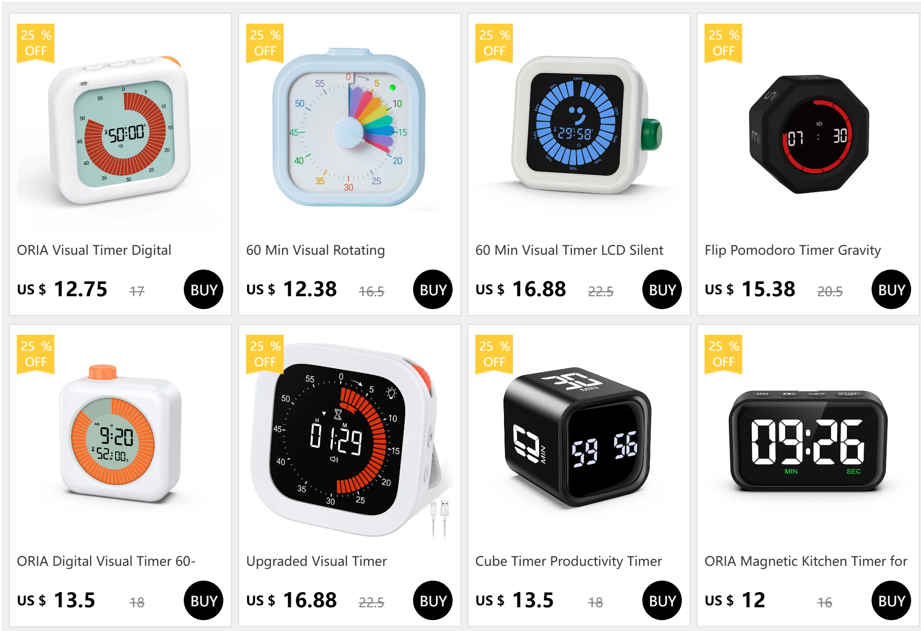 ORIA Visueller Timer, digitaler Countdown-Timer, 60 Minuten, leises Klassenzimmer-Timer-Management-Tool für Zuhause, Schule, Büro, Küche – Detail 1