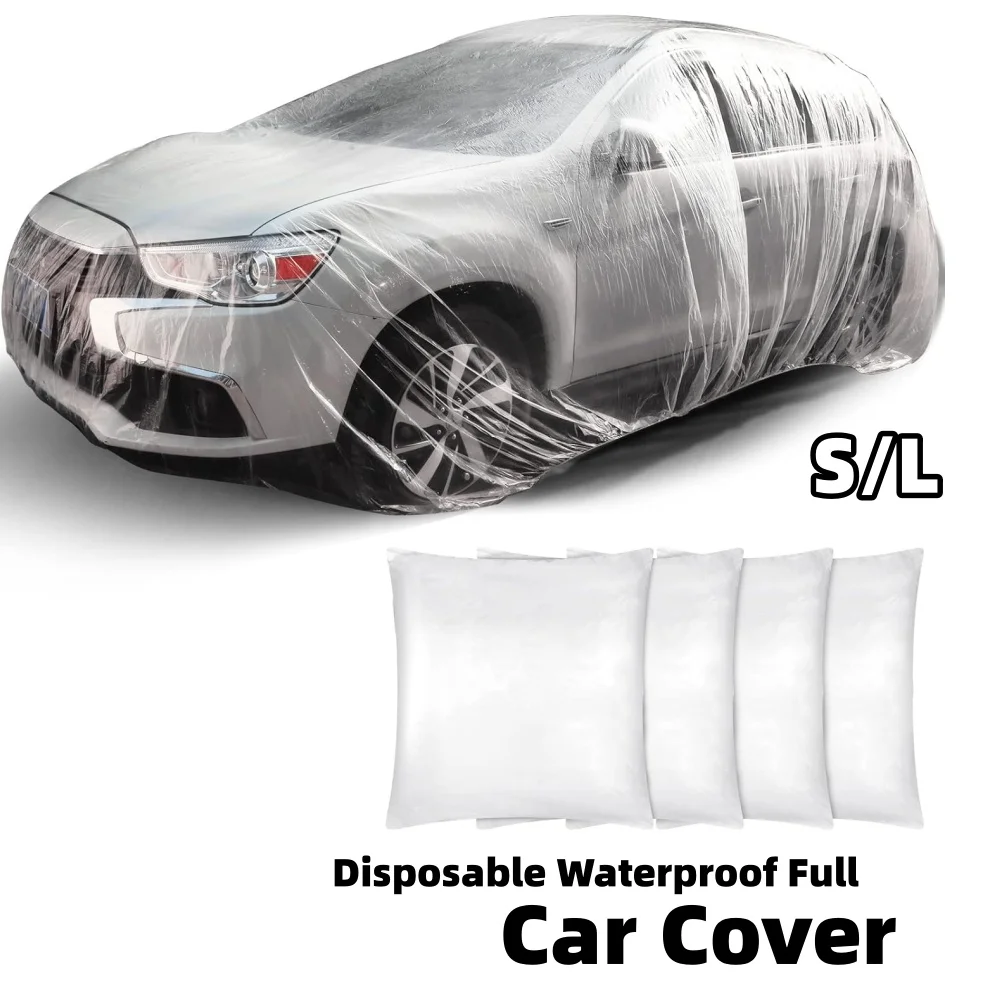 Disposable Transparent Car Cover Dust Garage Waterproof Full Cover Dustproof Scratch Elastic Dust Cover Car Exterior Accessories