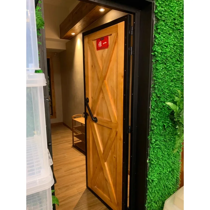 

Wrought iron retro industrial style solid wood door restaurant creative bathroom door barn bedroom home kitchen sliding door