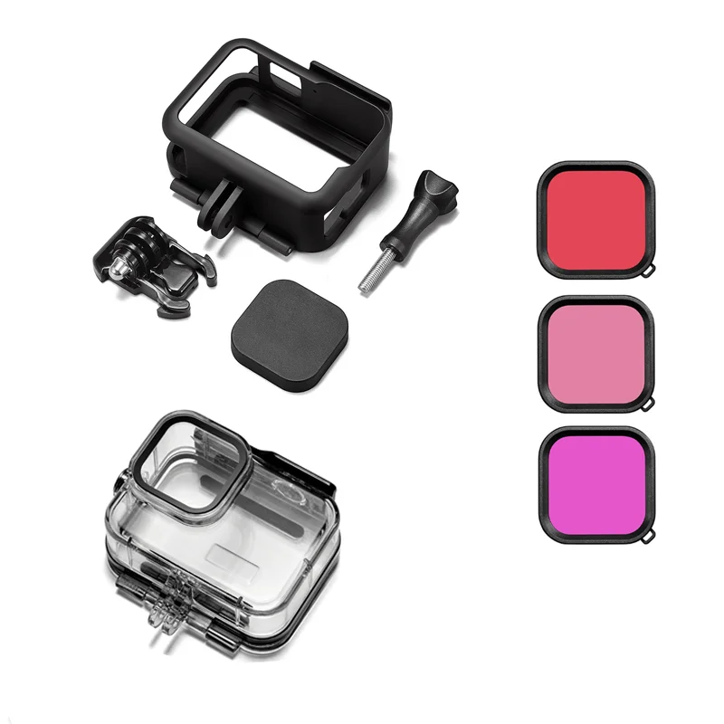 45M Waterproof Housing Case with 3-Pack Dive Filter for GoPro Hero12 11 10 9 for Go Pro Action Camera Accessories