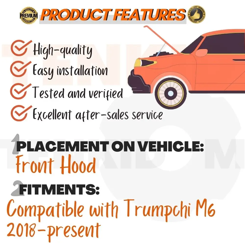 Front Hood Struts for Trumpchi M6 2018-present Shock Lift Supports Bonnet Gas Dampers Springs No-Drill