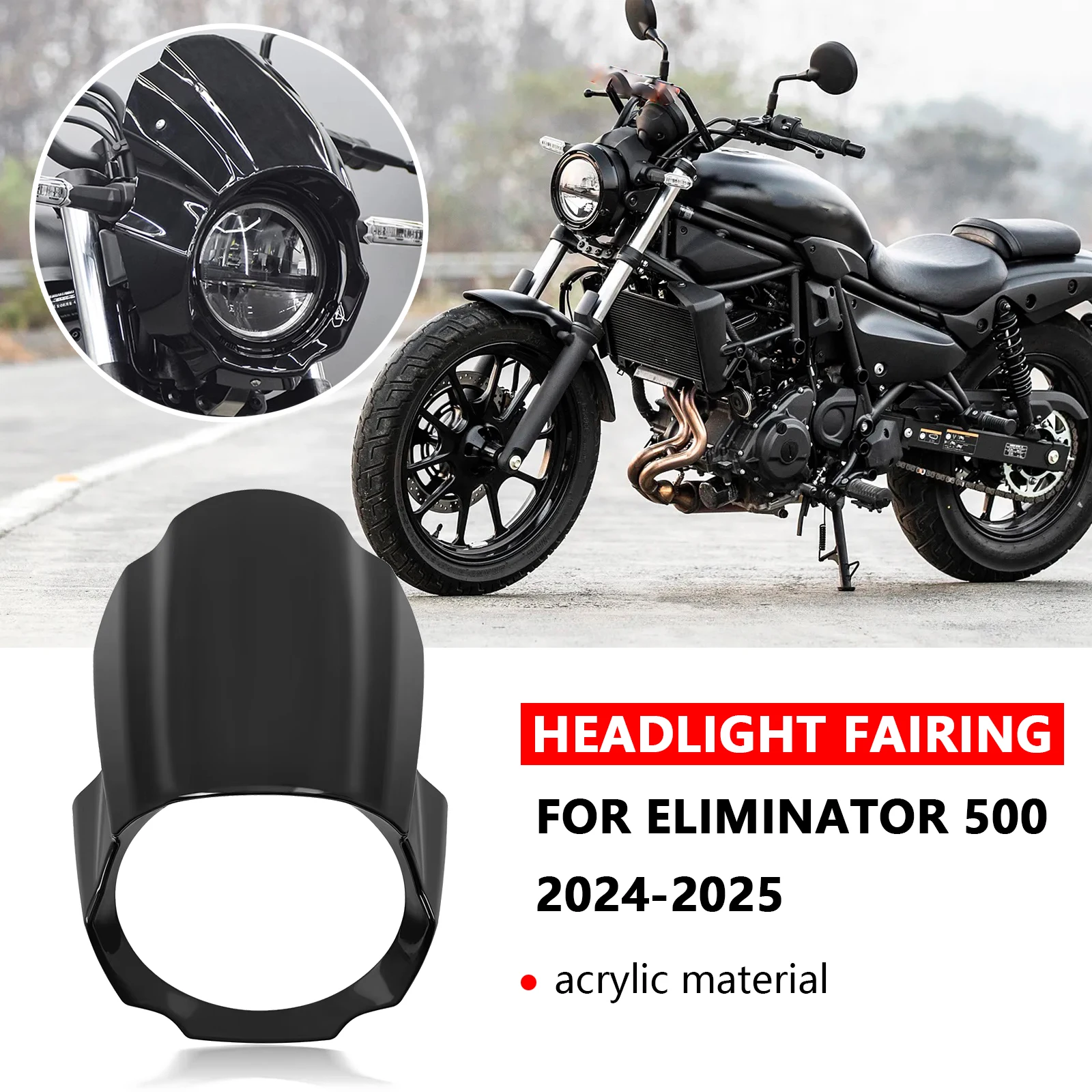 

For Eliminator 400 450 500 2024 2025 Motorcycle Windshield Protective Cover Deflector Front Fairing Headlight Cover Accessories