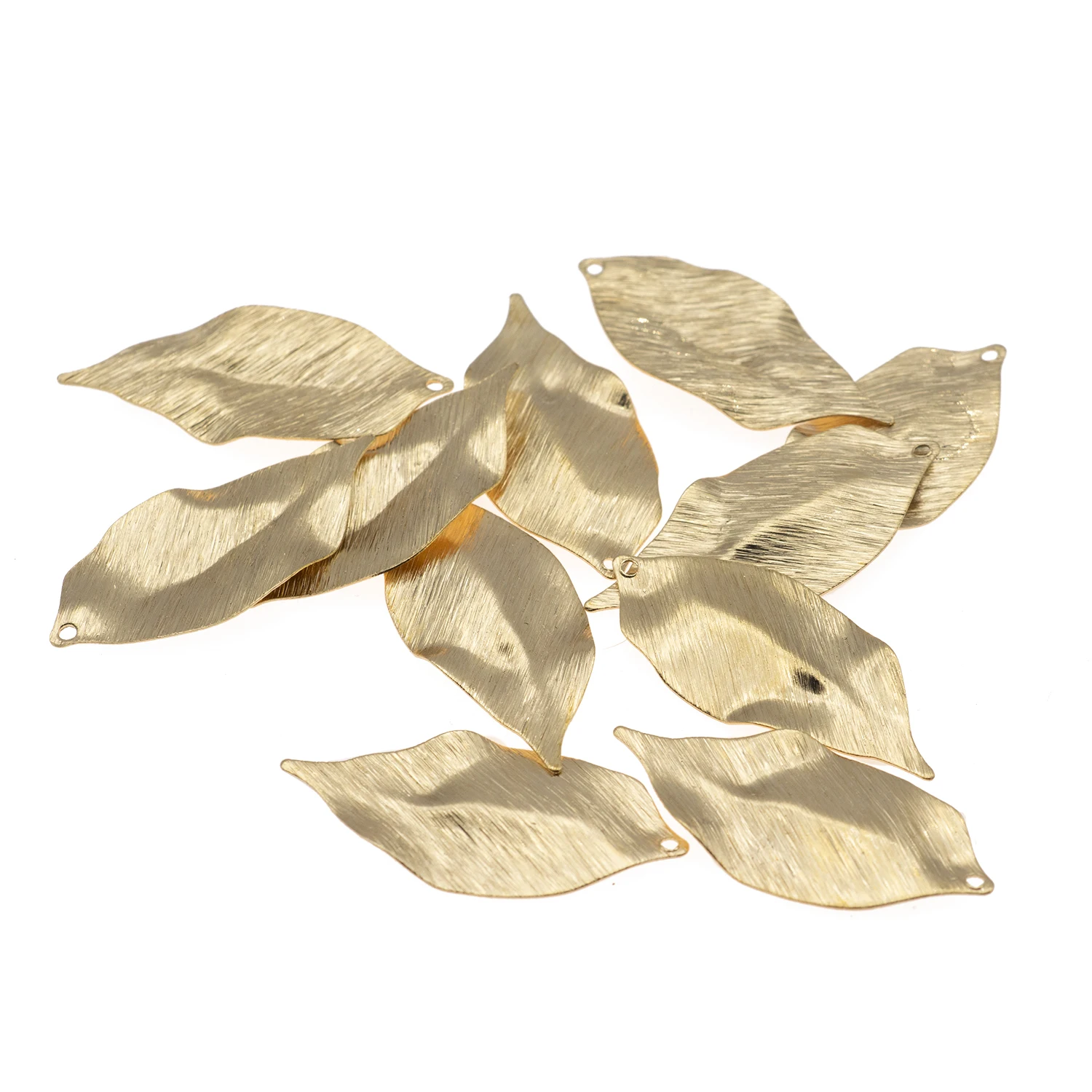 

10Pcs/Lot Raw Brass Twisted Leaf Pendant Textured Leaf Pendant Diy For Jewelry Findings Necklace Supplies