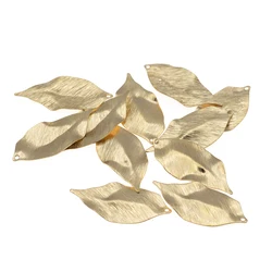 10Pcs/Lot Raw Brass Twisted Leaf Pendant Textured Leaf Pendant Diy For Jewelry Findings Necklace Supplies