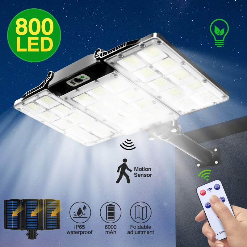 

Super Bright Solar Outdoor Spotlight Waterproof Wall Lamp Motion Sensor Floodlight Street Security Lamp 800LED Sunlight Lighting