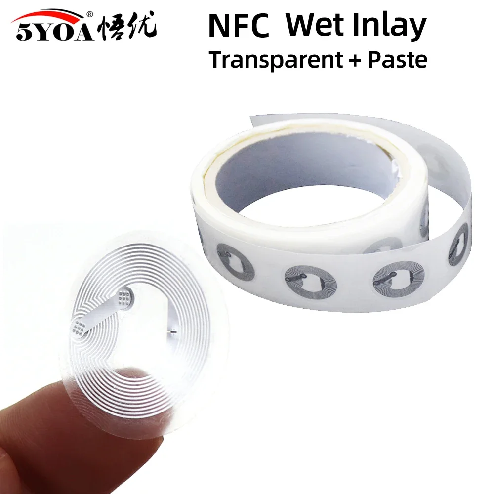 5YOA 10pcs/100pcs NFC Tags Ntag213 Ntag215 Ntag216 13.56MHz ISO14443A Sticker for RFID Adhesive Label Compatible with 213 Phones