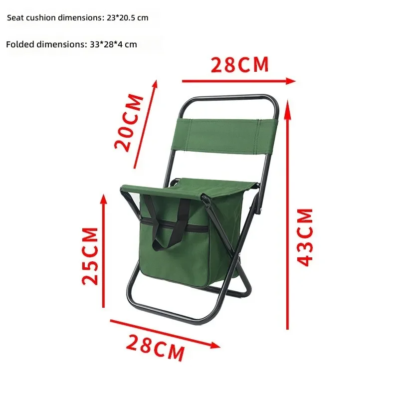 for Mazar Portable Folding Chair with Ice Bag Storage Backrest 3 in 1 Leisure Stool Fishing Seat 1 Piece
