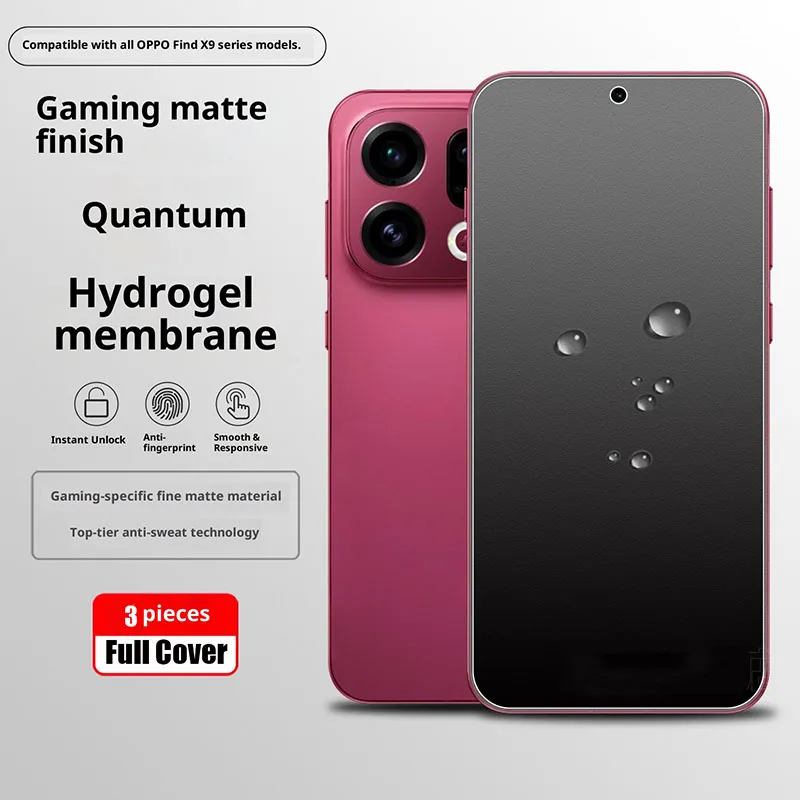 

3 Pieces Matte Hydrogel Film For Oppo Find X9 Pro Full Cover Front TPU Clear Screen Protector On For Oppo Find X9 Pro
