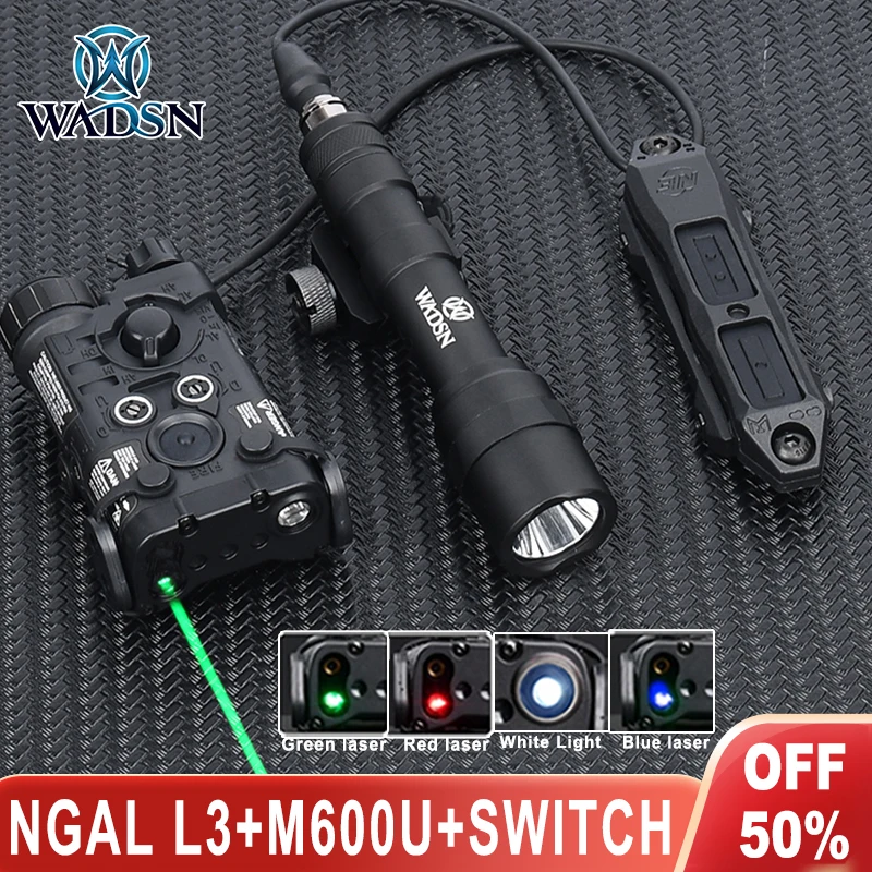 

WADSN NGAL Laser Red Green Blue Sight Tactical M600U Flashlight M300A Scout Light Remote Dual Pressure Switch Fit 20mm Rail