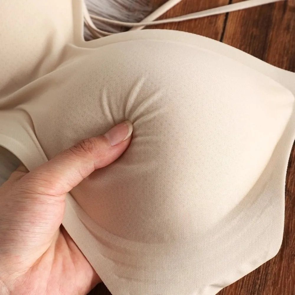 Ultradünner Schultergurt, Eisseiden-Wireless-V-BH, nahtloser BH für Damen, stoßfest, mit Bruststraffung. – Detail 12
