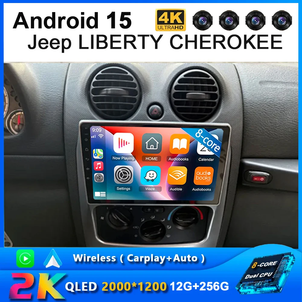 Android 16 For JEEP LIBERTY CHEROKEE 2001 - 2007 Car Multimedia Player Carplay Auto Head Unit Radio Video Stereo Navigation GPS