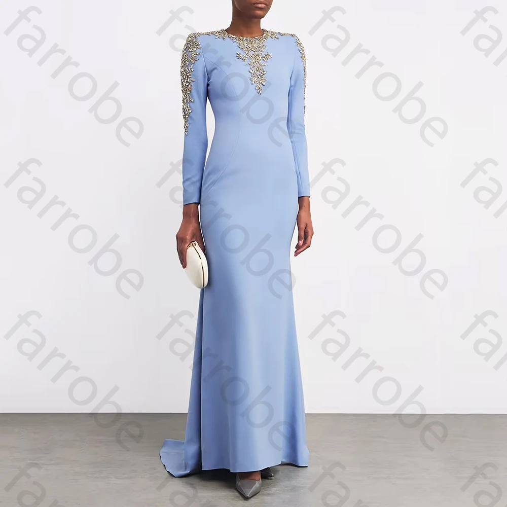 

Elegant O-neck Long Sleeves Evening Dresses Sexy Celebrity Dress Exquisite High Quality Prom Party Gowns for Women Customized