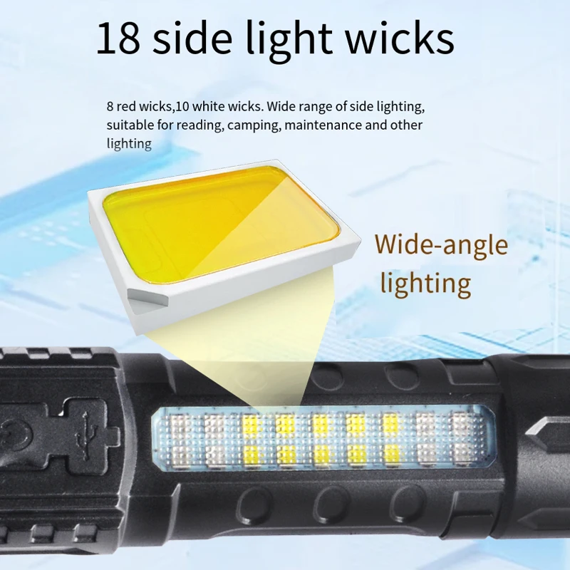 High Power Led Flashlights Super Bright Built-in 18650 Battery Tactical Flashlight Emergency Spotlight Most Powerful Lantern