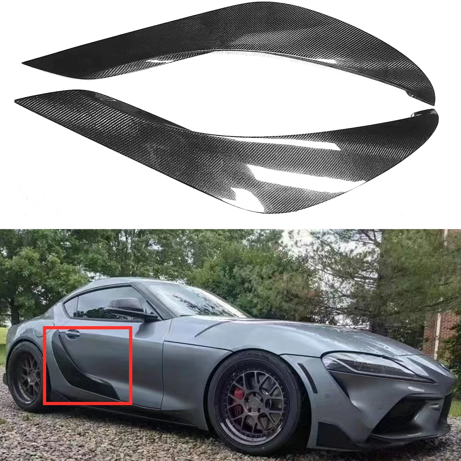 

Carbon Fiber Exterior Door Panel Side Fender Vent Cover Trim Board Strip For Toyota Supra A90 A91 MK5 Coupe 2019-2023 2 Door