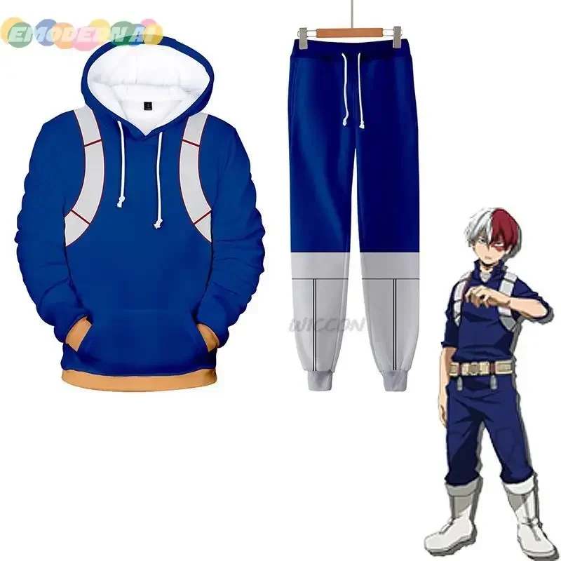 Boku No ForeAcademy Midoriya Izuku Cosplay Costume pour garçons, sweat à capuche et pantalon Anime, vêtements d'Halloween pour enfants, jeu de plis pour enfants