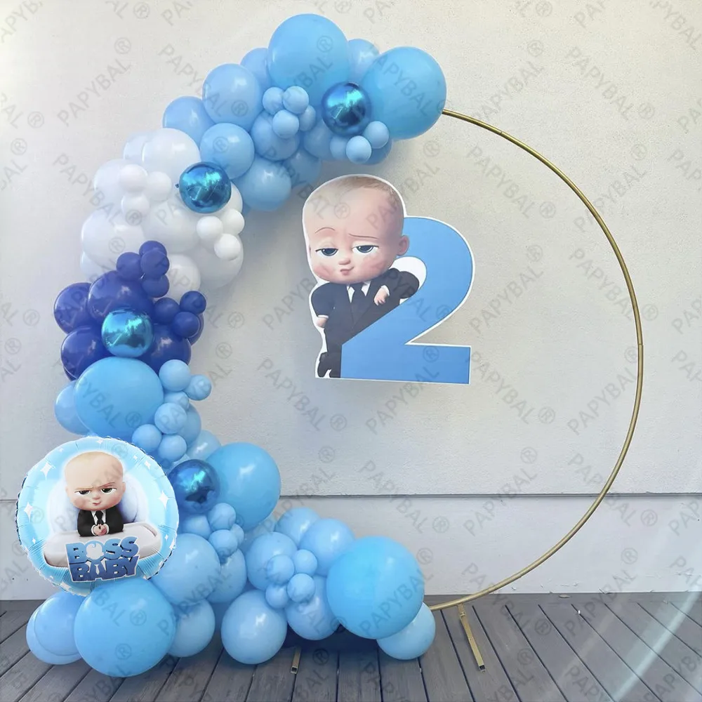 172pcs Boss Baby Balloons Arch Garland Kit White Blue Latex Balloon Set For Baby Shower Kids Birthday Party Decoration Globos