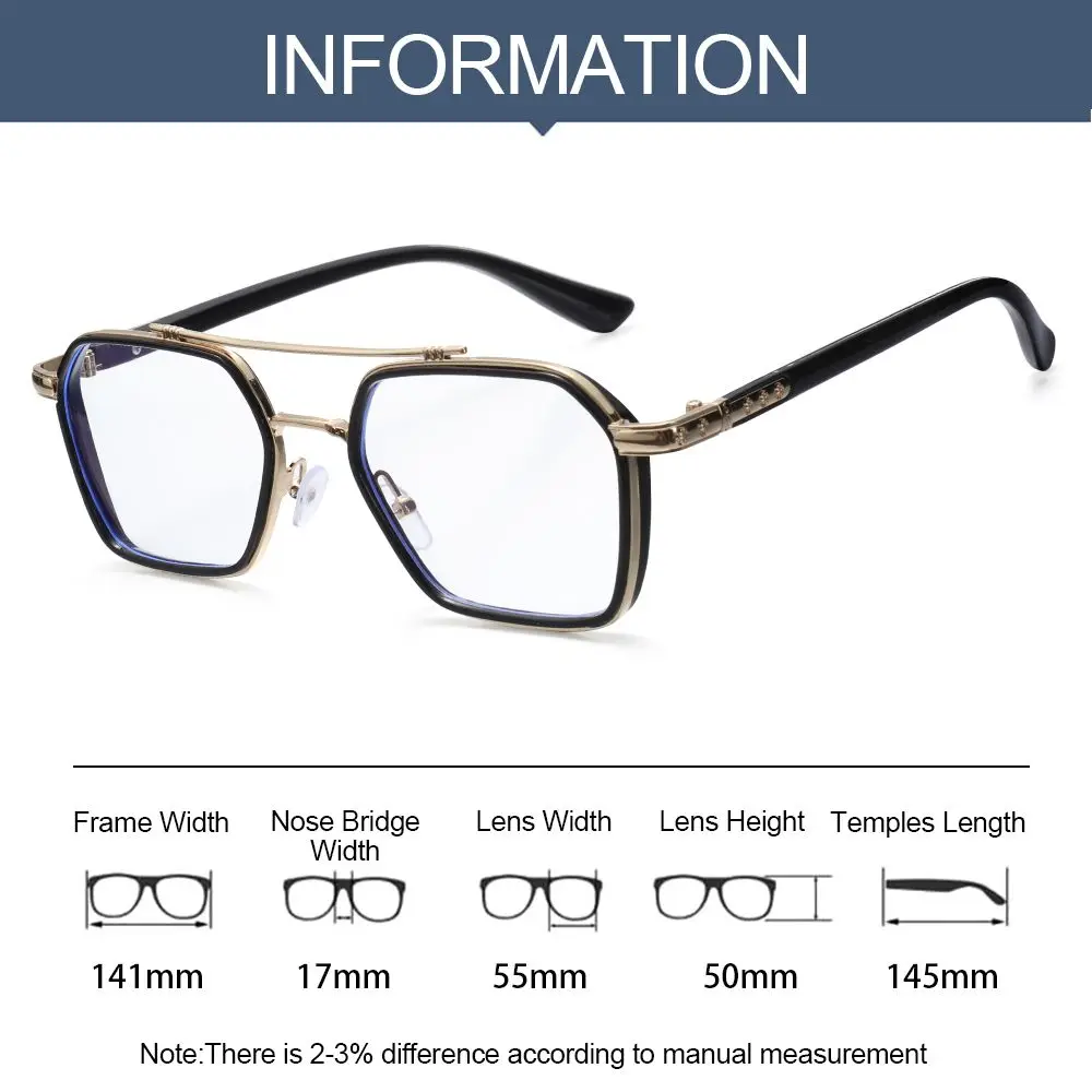 NEW Double Bridge Square Anti-blue Light Glasses Women Men Vintage Transparent Computer Glasses Oversize Frame Eyeglasses 1PC