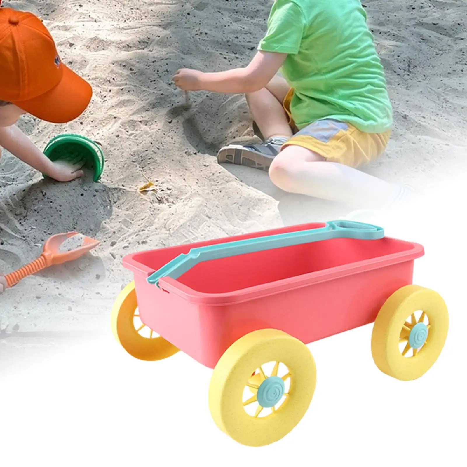 Kinderwagenspielzeug, Ziehwagenspielzeug, Strandspielspielzeug, Sommersandspielzeugwagen für den Hof