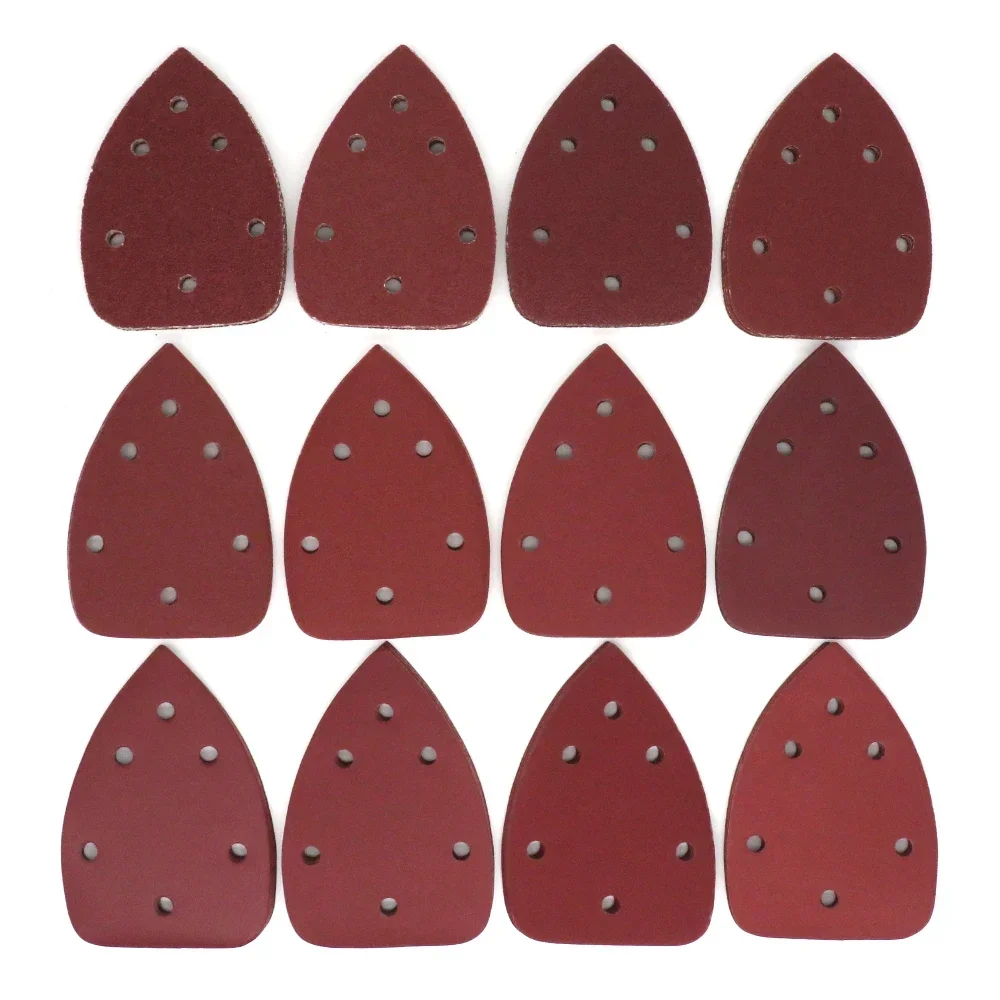 24 pz Carta Vetrata Autoadesiva Triangolo 6 fori Delta SanderHook Loop Carta Vetrata Disco Strumenti Abrasivi Per Lucidatura Grana 40-1000