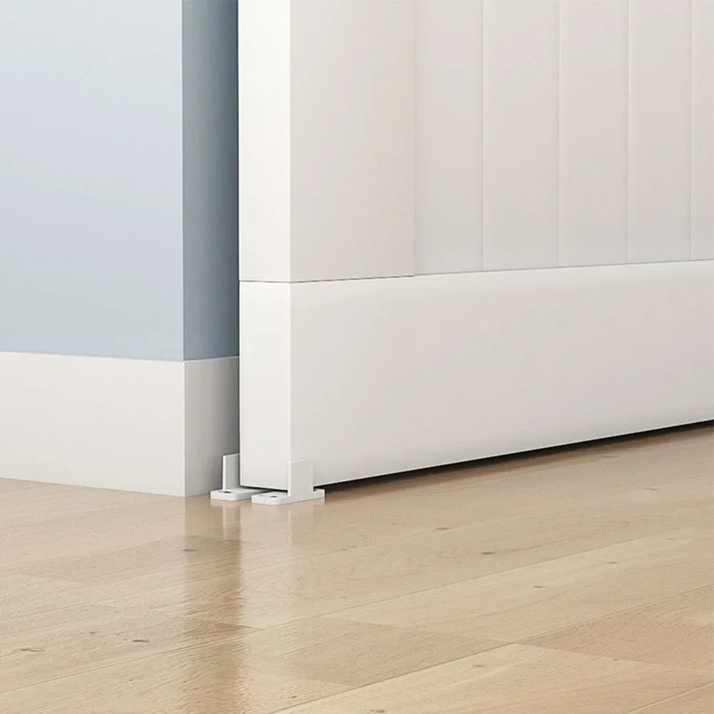 Adjustable White Plastic Floor Guides Compatible With Most Door Thickness For Sliding Barn Door Wall Or Door Bottom Mount