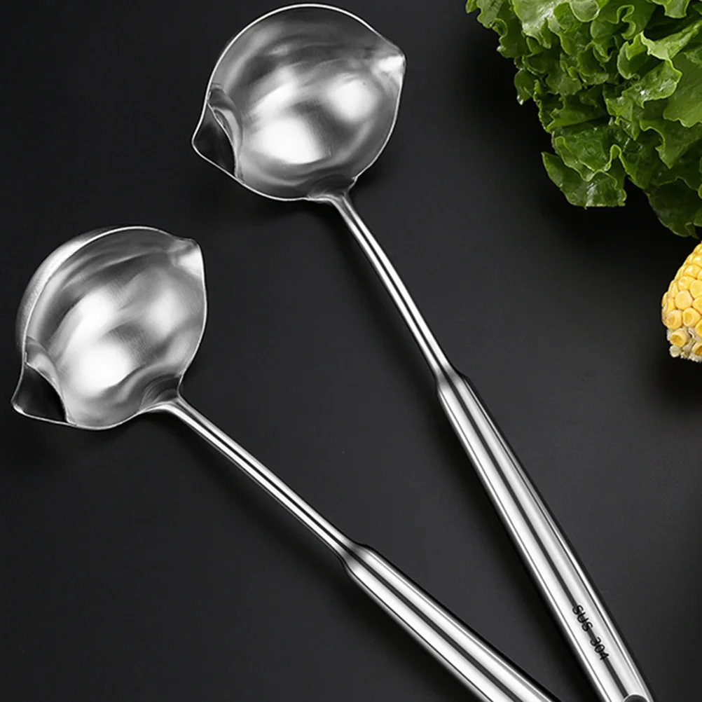 

Stainless Steel Oil Filter Spoon Long Handle With Filter Holes Dishwasher Safe Anti-Hot Grip For Soup Hot Pot Kitchen